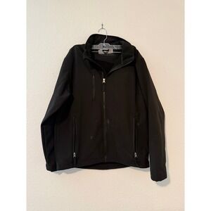Cintas Black Mens Work Jacket Fleece Lined Softshell RN51374 Medium